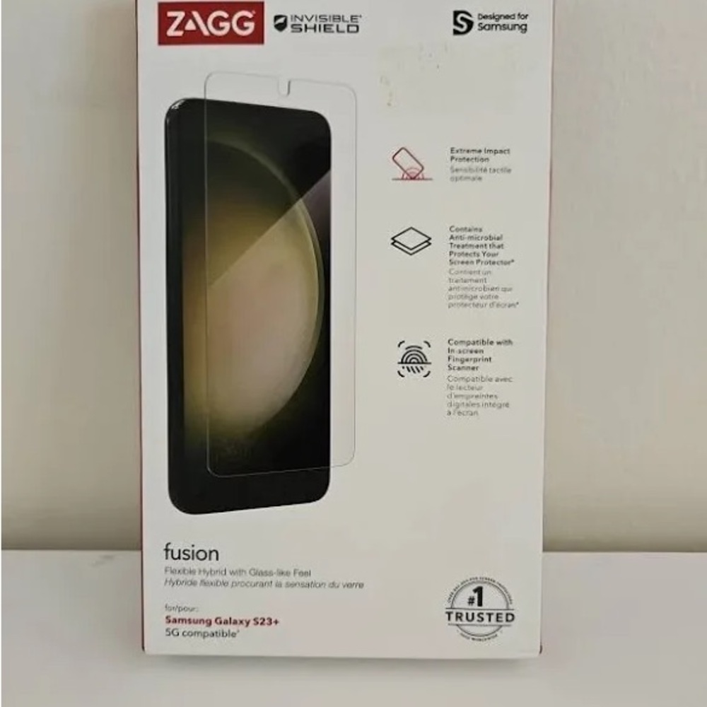 ZAGG InvisibleShield Fusion Defense Flexible Hybrid Screen Protector for S23+